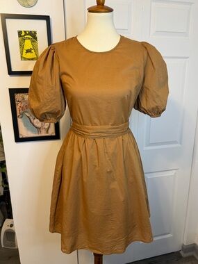 Mustard Yellow Banana Republic Puff Sleeve Dress